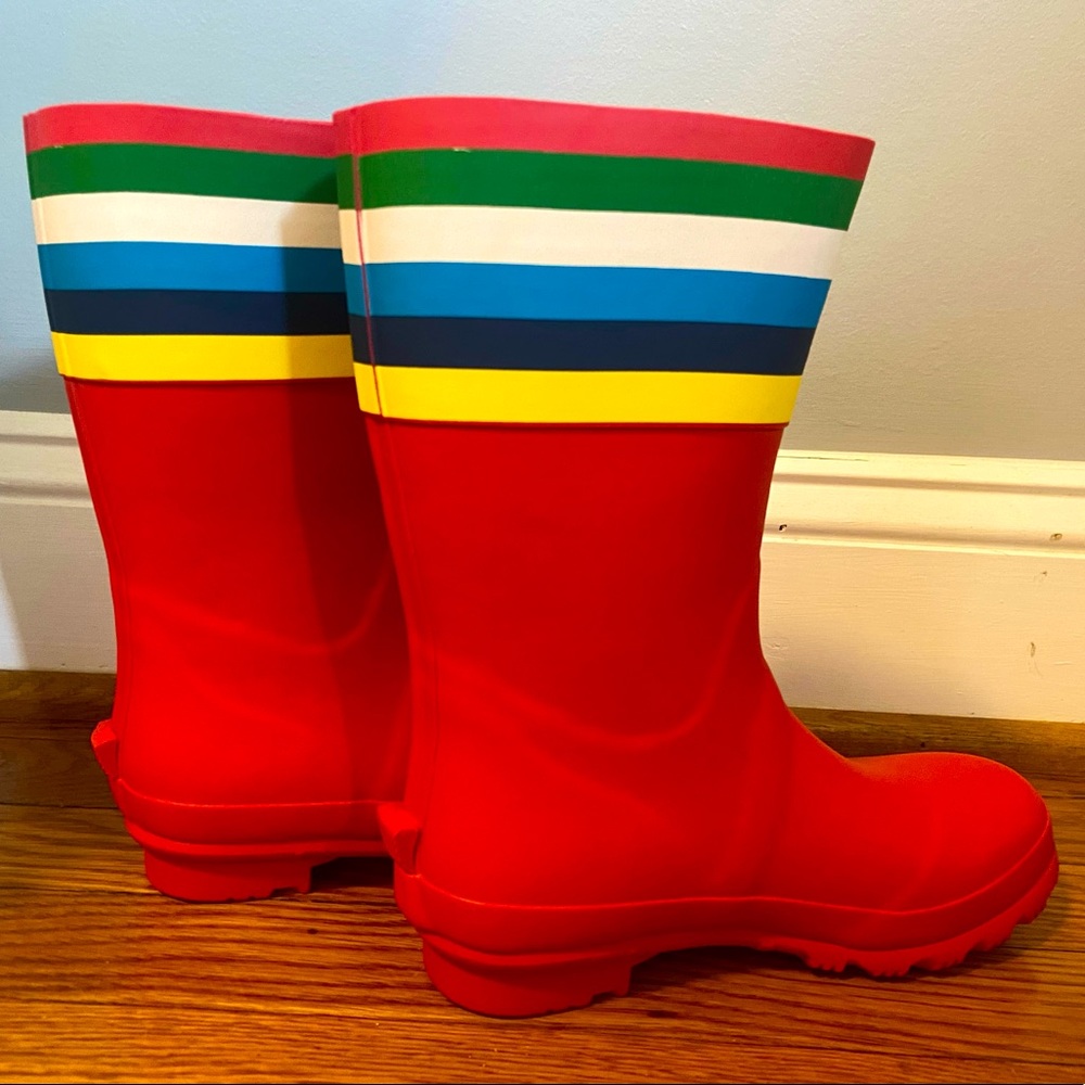Boden Fire Red Rainbow Rainboots - NWT